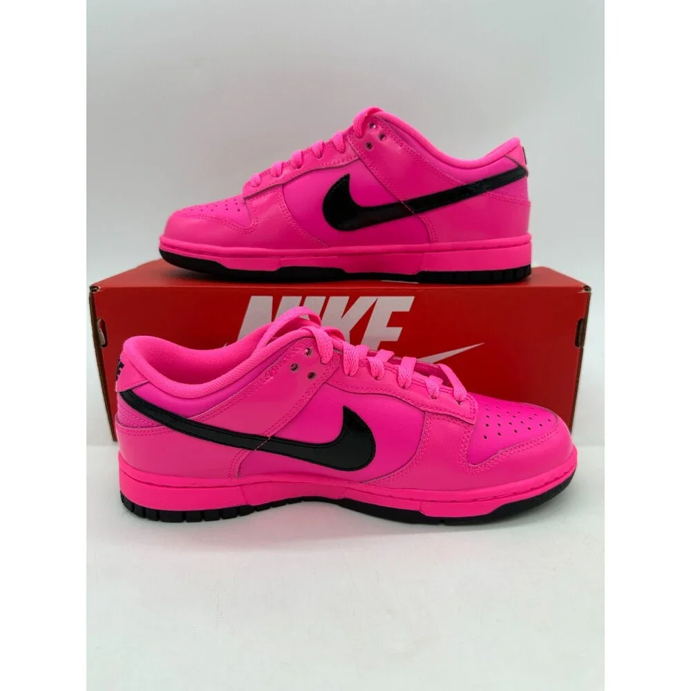 Nike Dunk Low Women's Size 8.5 Pink Black Leather Athletic Shoes IV2040 600